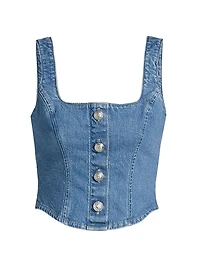 Saga Denim Button-Front Top