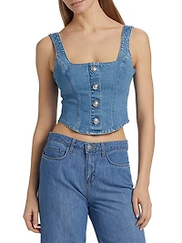 Saga Denim Button-Front Top