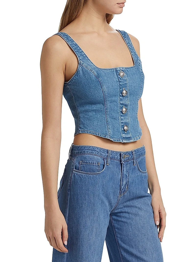 Saga Denim Button-Front Top