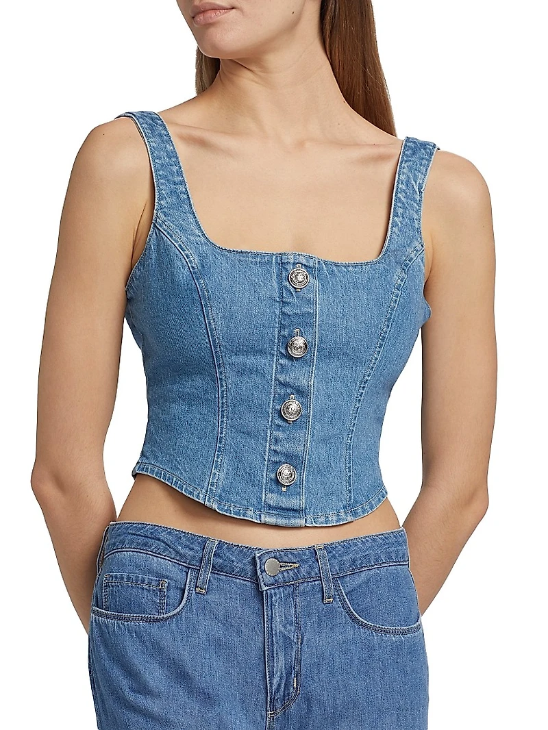 Saga Denim Button-Front Top