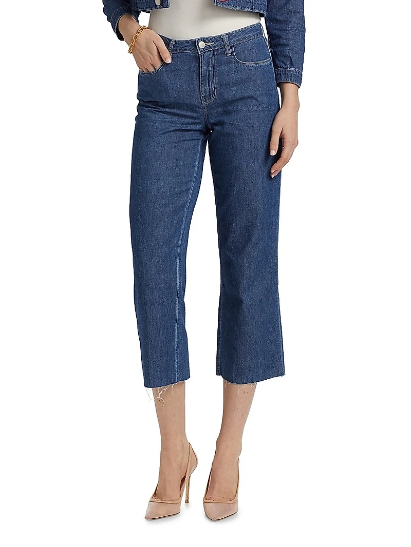 Wanda Mid-Rise Straight-Leg Crop Jeans