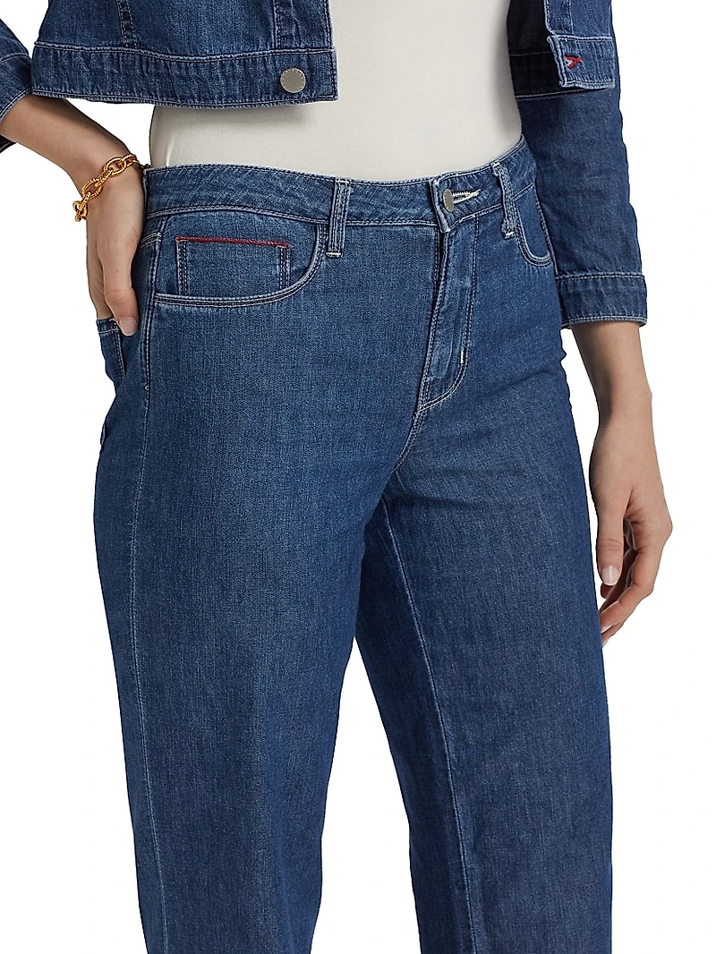 Wanda Mid-Rise Straight-Leg Crop Jeans