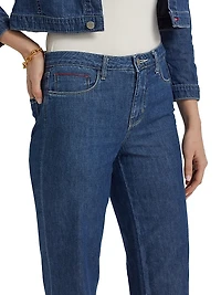Wanda Mid-Rise Straight-Leg Crop Jeans