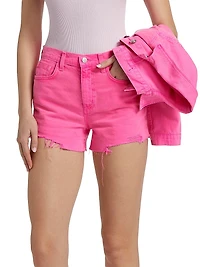 Beck Distressed Denim High-Rise Shorts