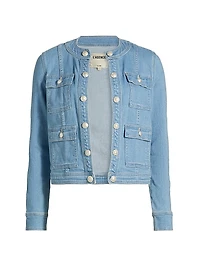 Yari Stretch Denim Collarless Jacket