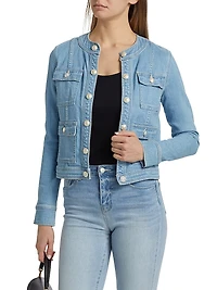 Yari Stretch Denim Collarless Jacket