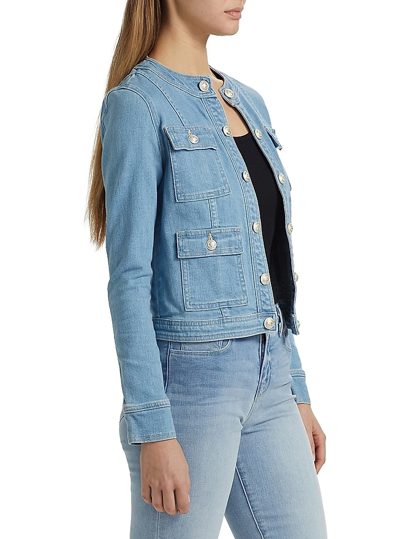 Yari Stretch Denim Collarless Jacket
