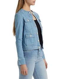 Yari Stretch Denim Collarless Jacket
