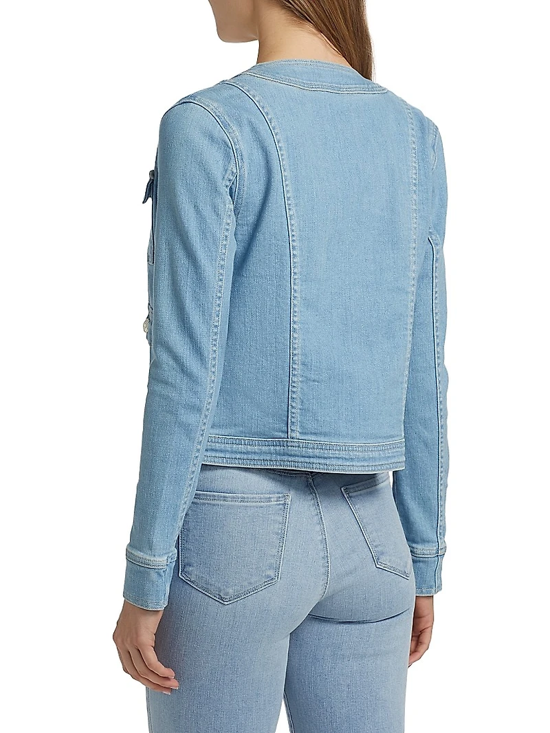Yari Stretch Denim Collarless Jacket