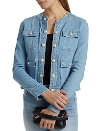Yari Stretch Denim Collarless Jacket