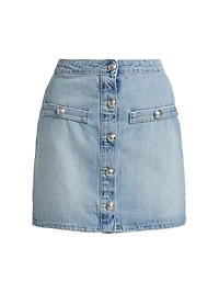 Kris Denim Button-Front Miniskirt
