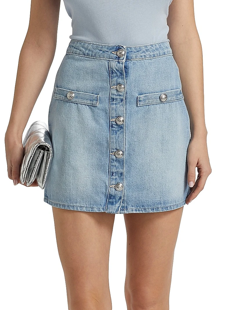 Kris Denim Button-Front Miniskirt