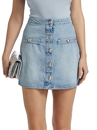 Kris Denim Button-Front Miniskirt