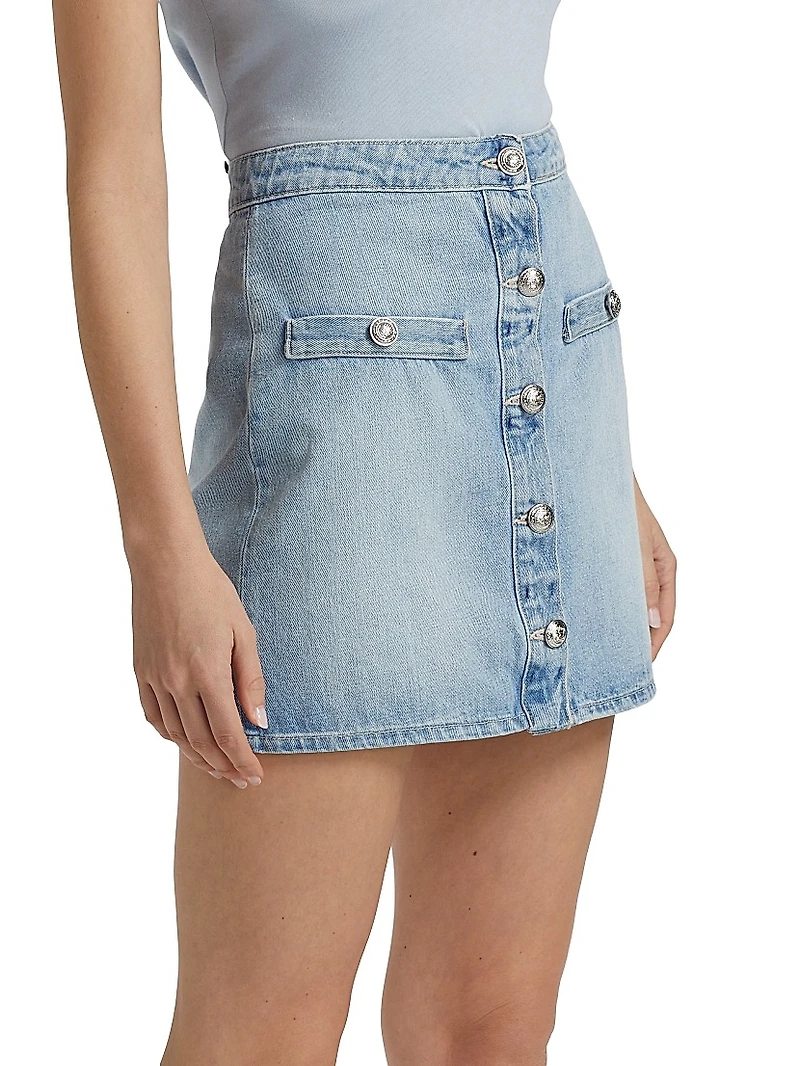 Kris Denim Button-Front Miniskirt