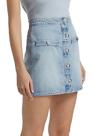 Kris Denim Button-Front Miniskirt