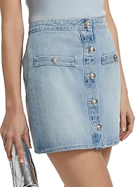 Kris Denim Button-Front Miniskirt