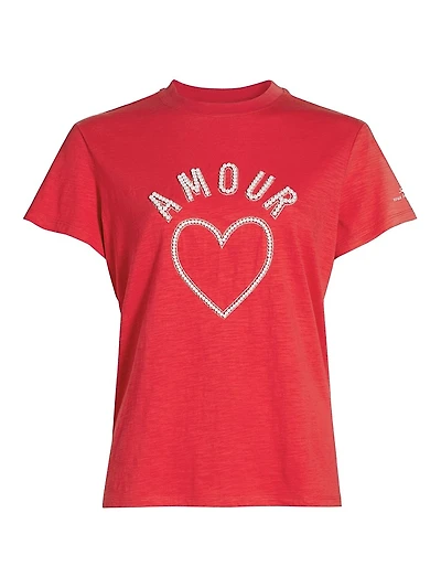 Faux Pearl Amour Cotton T-Shirt