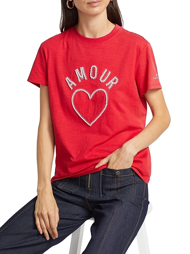 Faux Pearl Amour Cotton T-Shirt