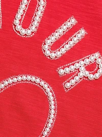 Faux Pearl Amour Cotton T-Shirt