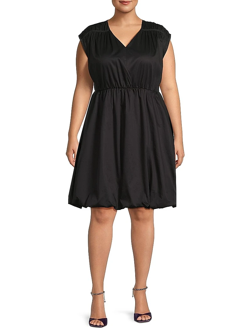 Plus Arla Gathered Cotton Minidress