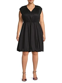 Plus Arla Gathered Cotton Minidress