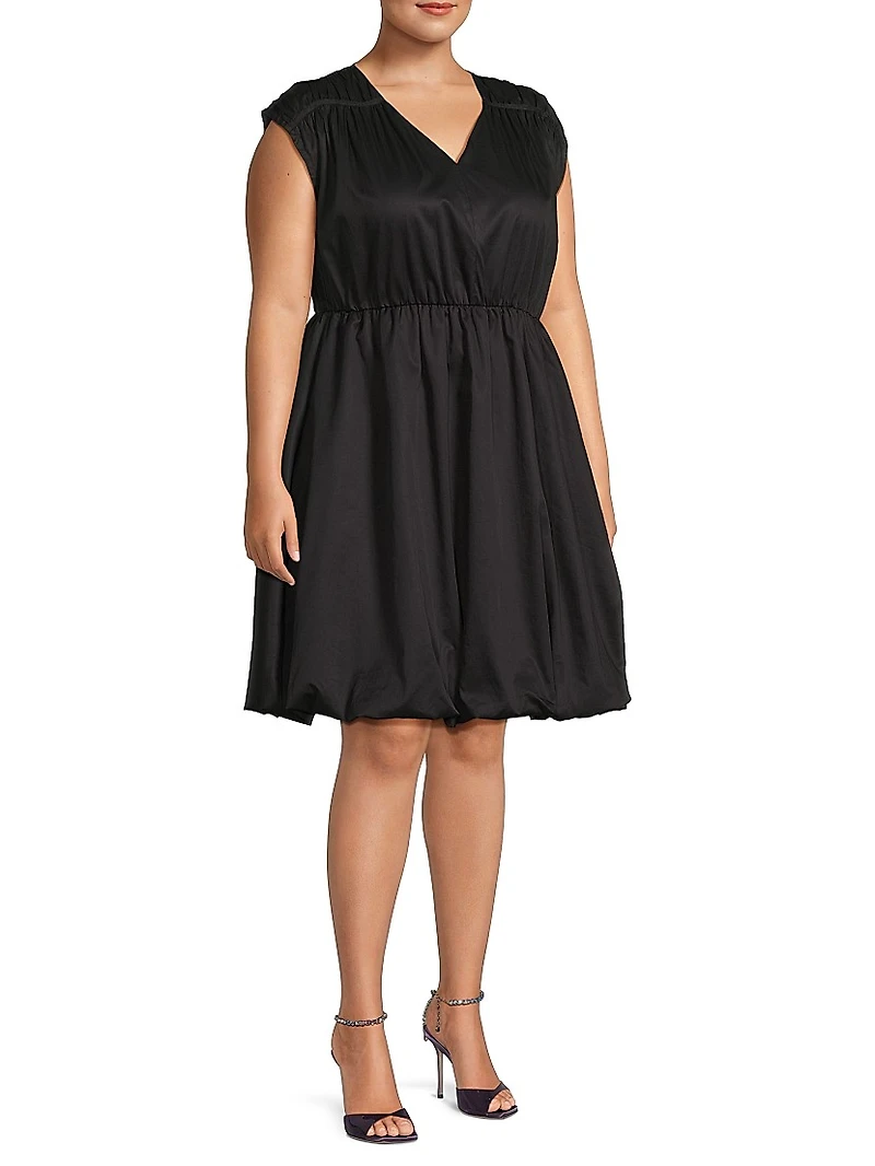 Plus Arla Gathered Cotton Minidress