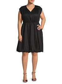 Plus Arla Gathered Cotton Minidress