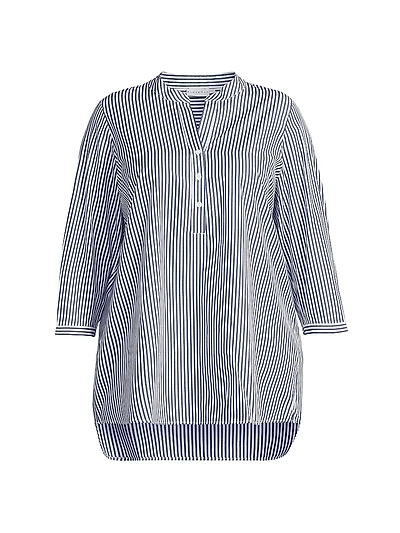 Plus Derrington Striped Cotton Button-Front Tunic