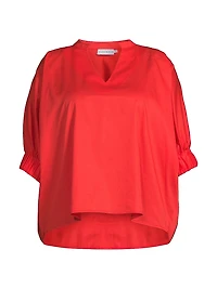 Plus Medina Cotton Split Neck Oversized Blouse