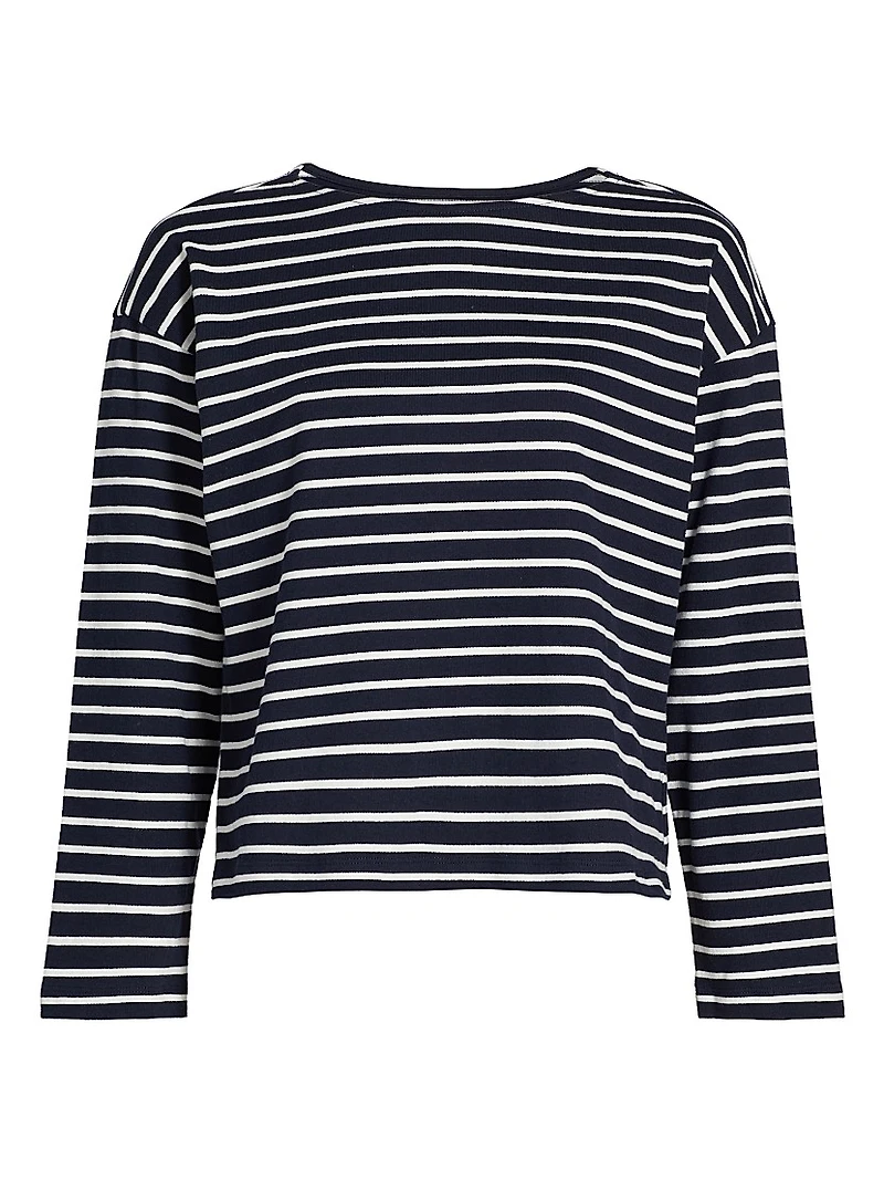 Macy Striped Cotton Crewneck Top