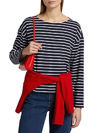 Macy Striped Cotton Crewneck Top