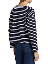 Macy Striped Cotton Crewneck Top
