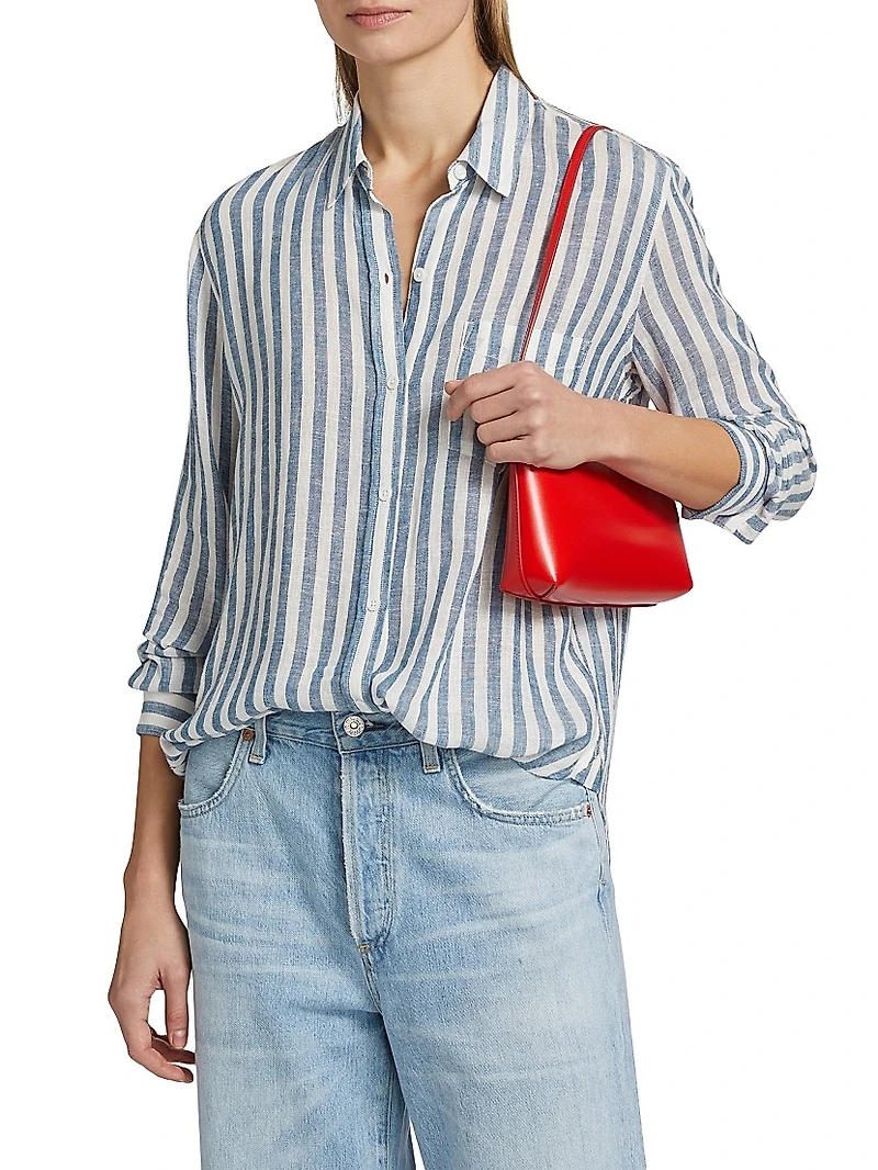 Charli Striped Linen-Blend Button-Front Shirt