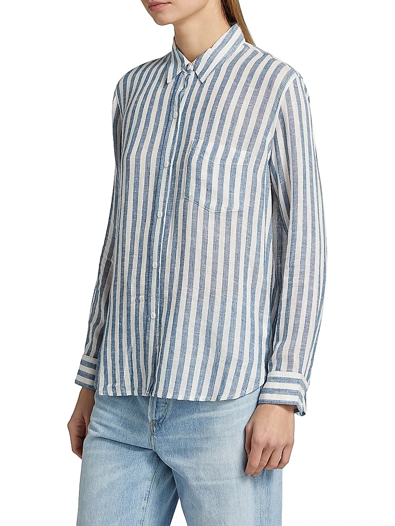 Charli Striped Linen-Blend Button-Front Shirt