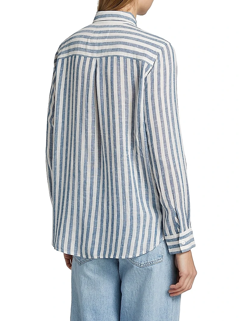 Charli Striped Linen-Blend Button-Front Shirt