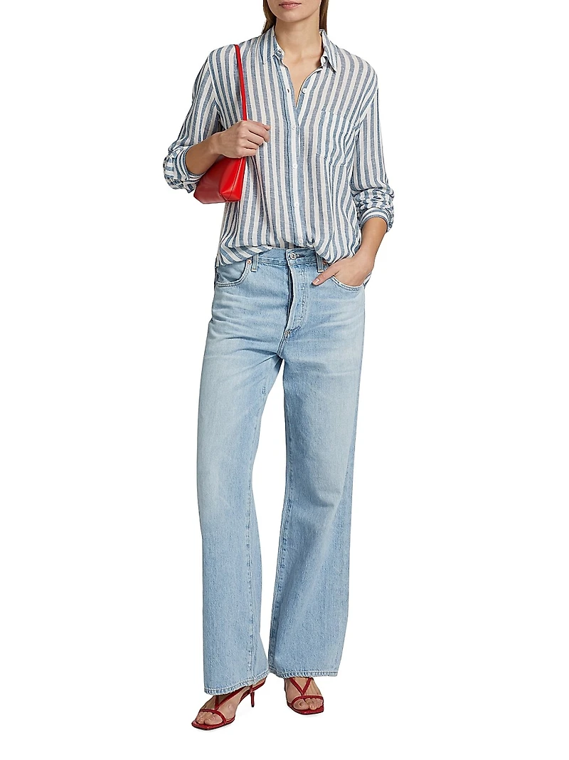 Charli Striped Linen-Blend Button-Front Shirt