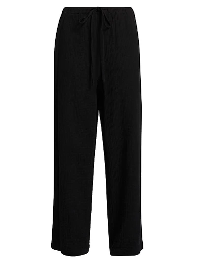 Emmie Gauze Drawstring Wide-Leg Pants