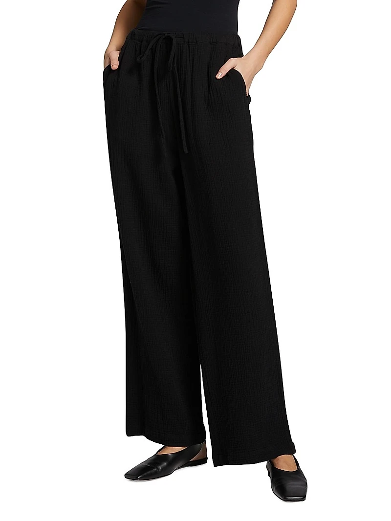 Emmie Gauze Drawstring Wide-Leg Pants