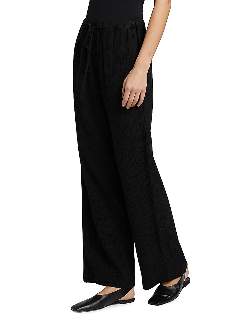 Emmie Gauze Drawstring Wide-Leg Pants