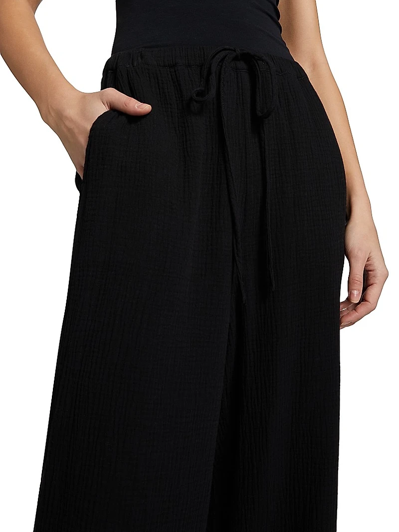 Emmie Gauze Drawstring Wide-Leg Pants