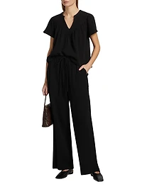 Emmie Gauze Drawstring Wide-Leg Pants