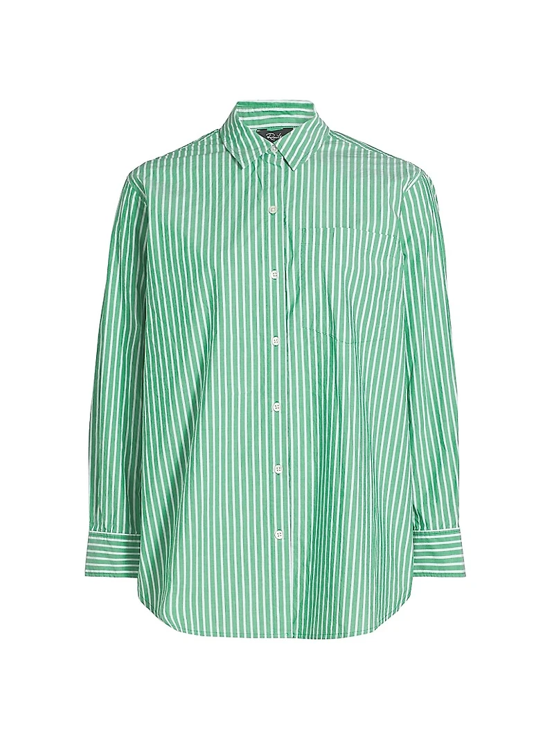 Stina Striped Cotton Poplin Button-Front Shirt