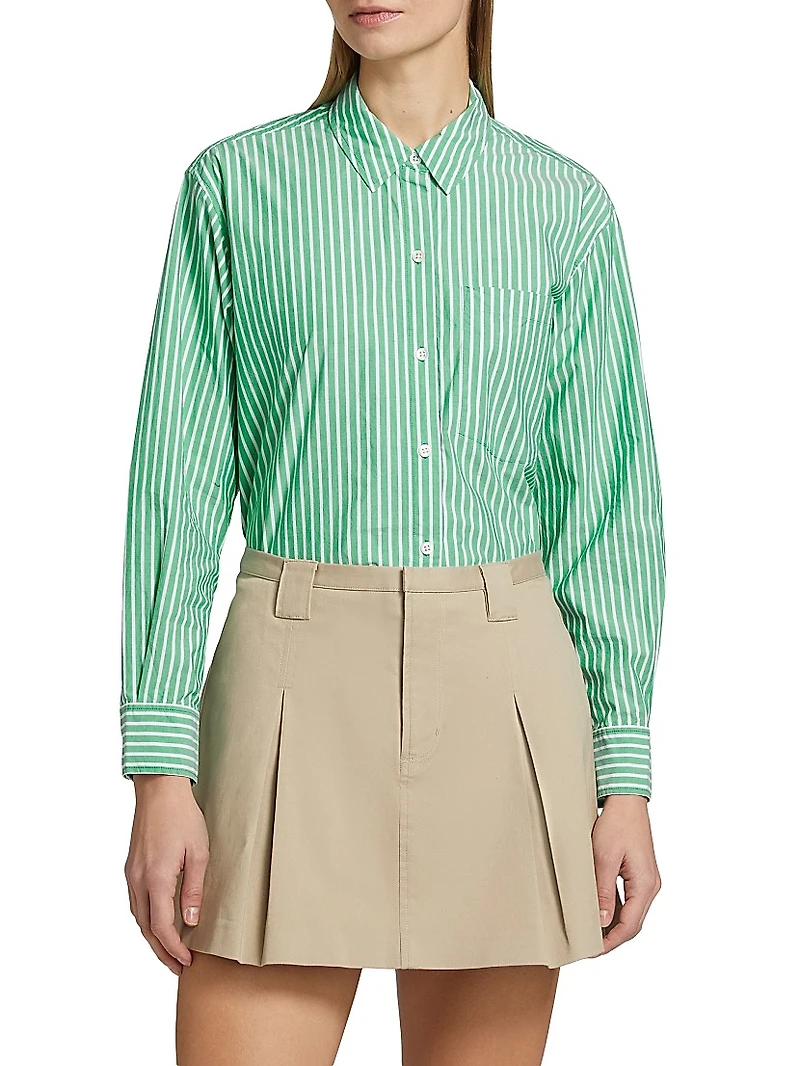 Stina Striped Cotton Poplin Button-Front Shirt