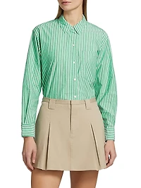 Stina Striped Cotton Poplin Button-Front Shirt