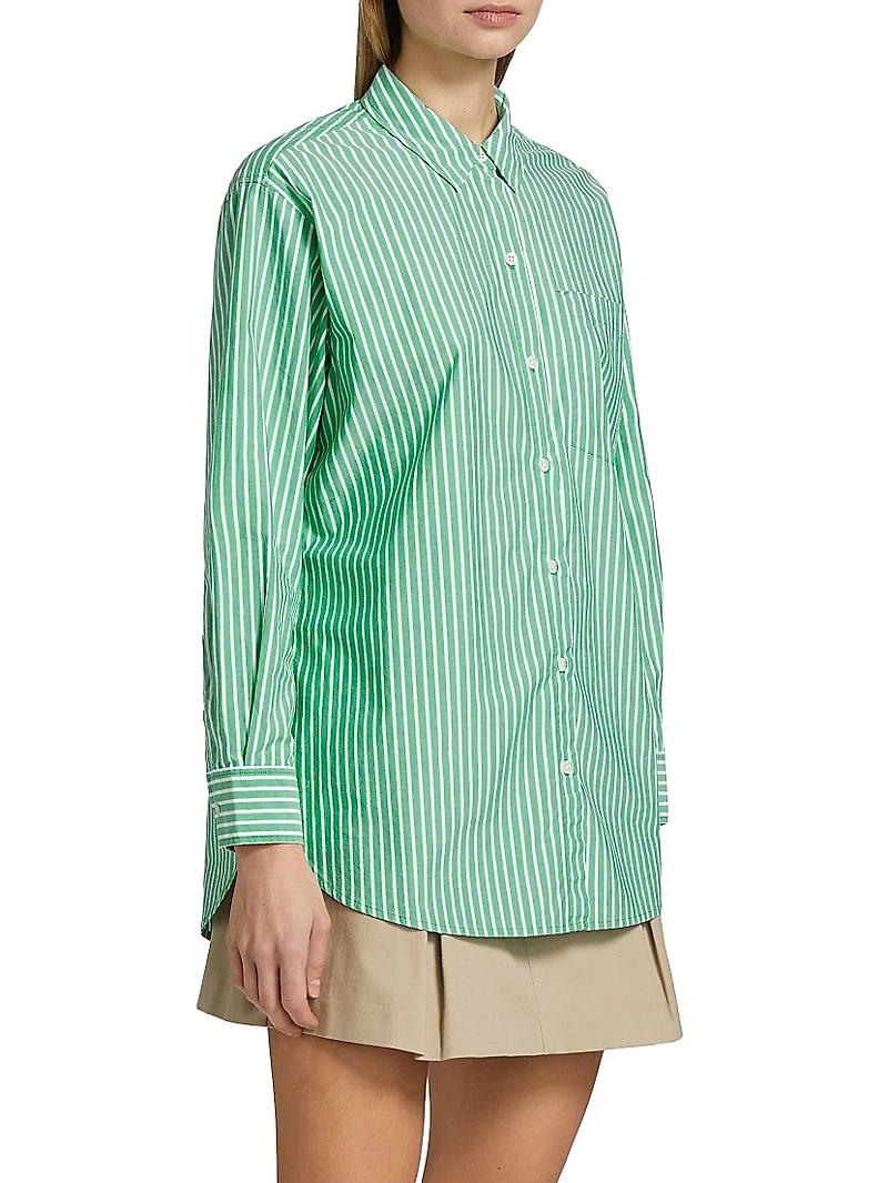 Stina Striped Cotton Poplin Button-Front Shirt