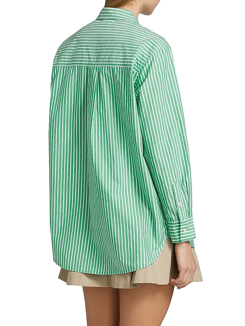 Stina Striped Cotton Poplin Button-Front Shirt