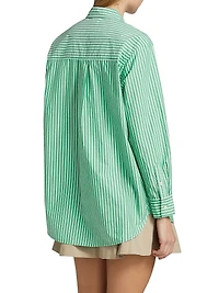 Stina Striped Cotton Poplin Button-Front Shirt