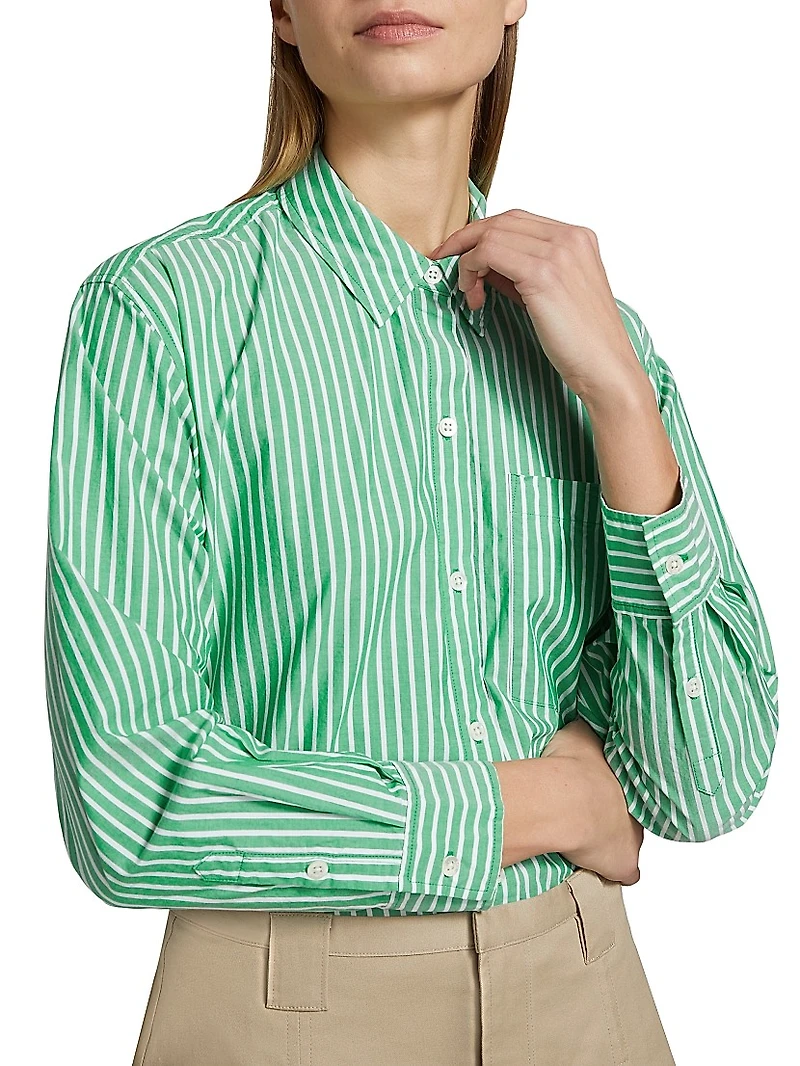 Stina Striped Cotton Poplin Button-Front Shirt