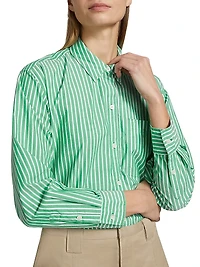 Stina Striped Cotton Poplin Button-Front Shirt