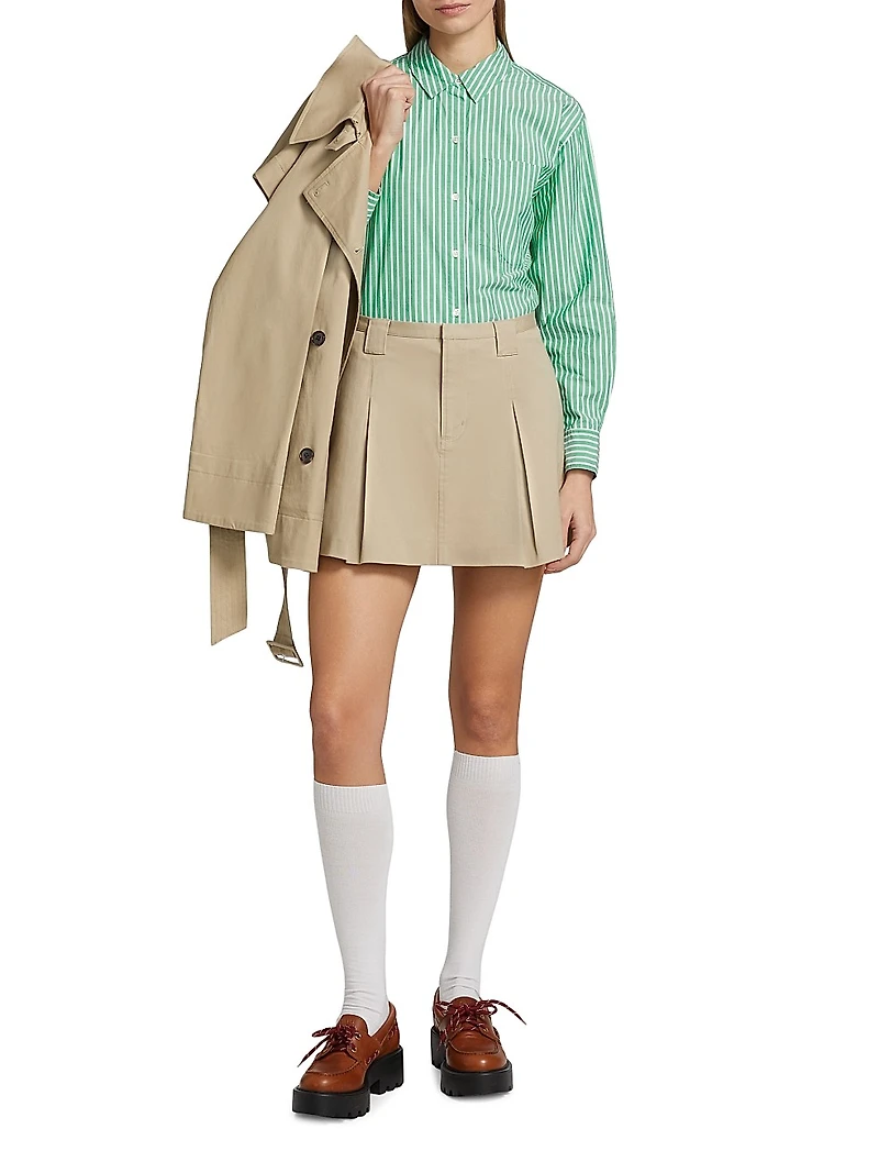 Stina Striped Cotton Poplin Button-Front Shirt